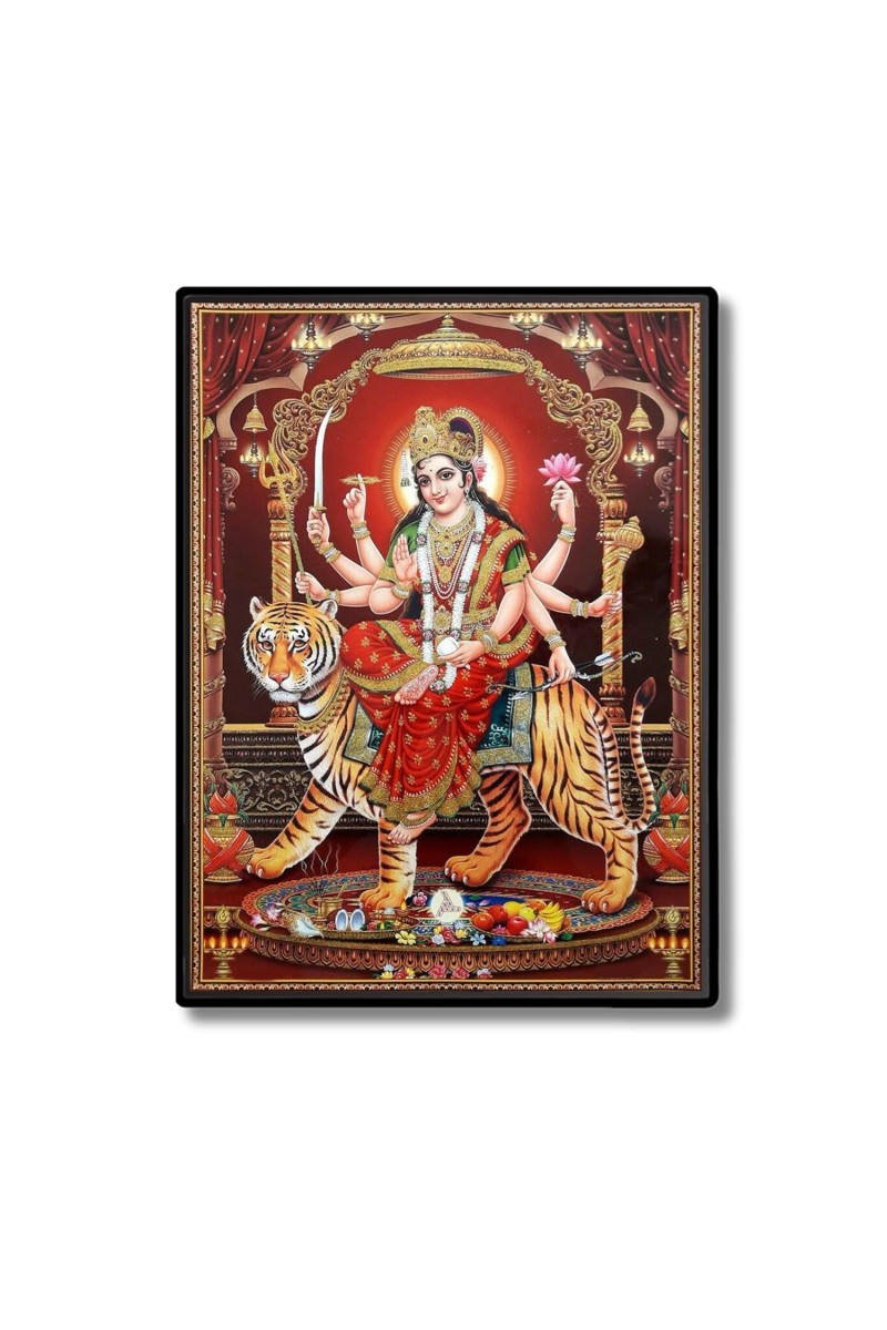 Maa Durga Laminated Photo - 9x11 Inches, Divine Blessings for Home & Office and Temple Decoration