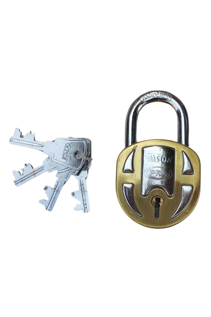 Hitech Sales Hardened Steel Padlock(HIT-Son Pro) Brass Body, and 4 Precision-Cut Keys – Heavy-Duty Lock for Home, Office, and Outdoor Use