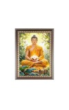 Lord Buddha Photo Frame - 10x14 Inches, Brown Wooden Frame for Home, Office & Temple Decoration