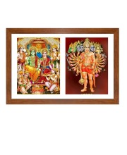 Lord rama and sita darbar and jai hanuman Photo Frame - 13x17Inches - Spiritual Artwork for Home Decor, Puja Room and Office Decoration