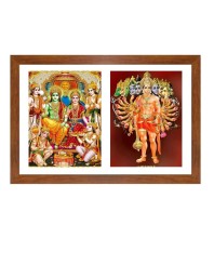 Lord rama and sita darbar and jai hanuman Photo Frame - 13x17Inches - Spiritual Artwork for Home Decor, Puja Room and Office Decoration