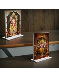 Sri Ram Lalla & Lord Vishnu Acrylic T-Style Photo Stand - 11x13 Inches, Compact and Stylish Spiritual Display, easily change 2 photos (Pack of 1)