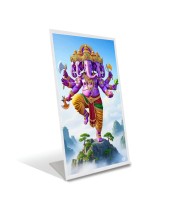 Car Desk/Table Top Lord Machamukh Ganesha Acrylic L-Style Photo Stand - 2.5x3.5 Inches, Compact And Stylish Spiritual Display (F6661)