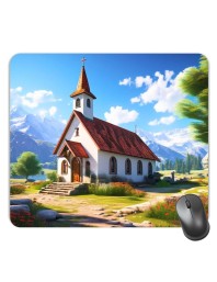 Customized Beautiful Church Picture Sublimation Mouse Pad | 8 X 7.5 Inch | Smooth Cloth Surface | Non-Slip Rubber Base | Personalized Mousepad for Laptop & Desktop (F17197)