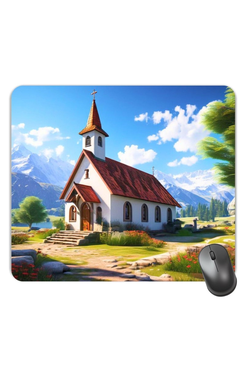 Customized Beautiful Church Picture Sublimation Mouse Pad | 8 X 7.5 Inch | Smooth Cloth Surface | Non-Slip Rubber Base | Personalized Mousepad for Laptop & Desktop (F17197)