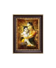Baby krishna with mother yashoda Digital Print Photo 10.7x12.7 inches - Vibrant Religious Wall Art for Home or Office Decor.