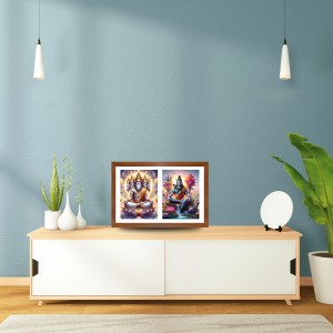 Lord bramha and shiva Photo Frame - 17x21Inches - Spiritual Artwork for Home Decor, Puja Room and Office Decoration