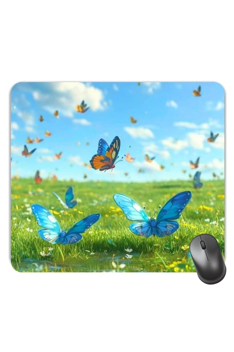 Customized Beautiful Butterflies Picture Sublimation Mouse Pad | 8 X 7.5 Inch | Smooth Cloth Surface | Non-Slip Rubber Base | Personalized Mousepad for Laptop & Desktop (F17151)