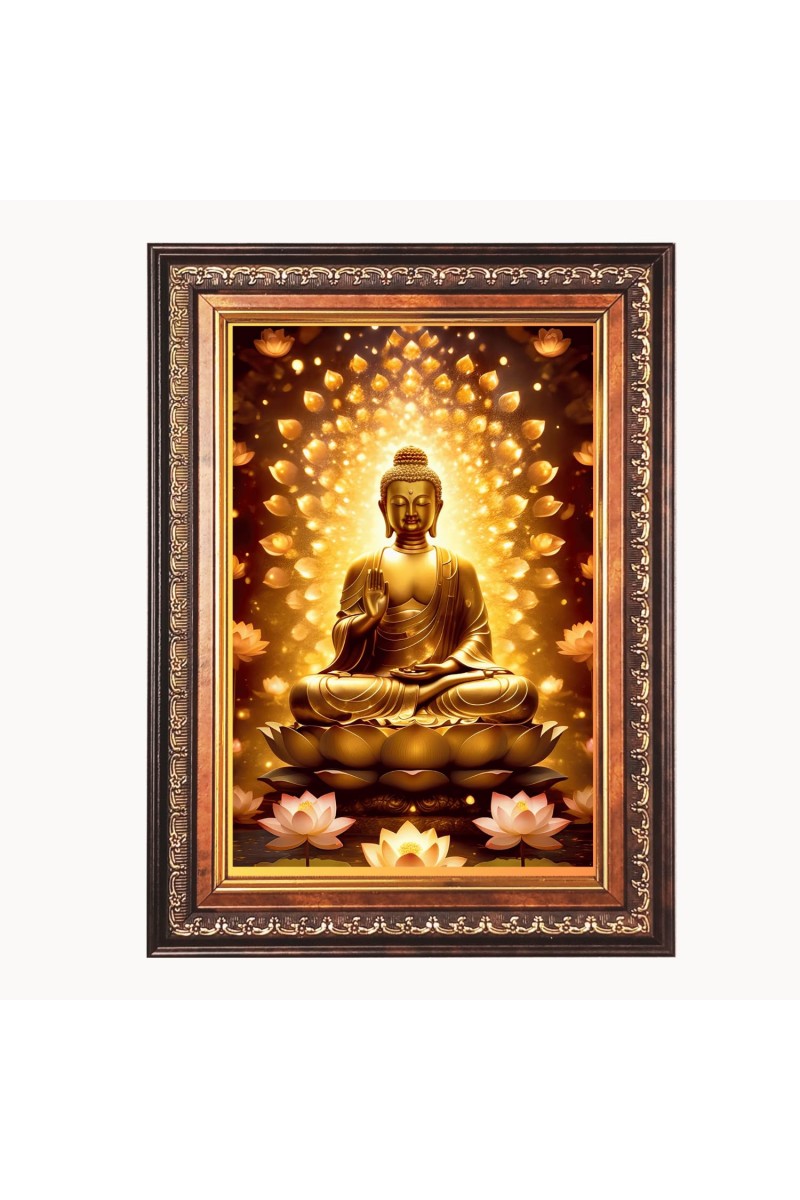 Lord Gautam Buddha Color Photo 10x14 Inch - Vibrant Religious Wall Art for Home or Office Decor.