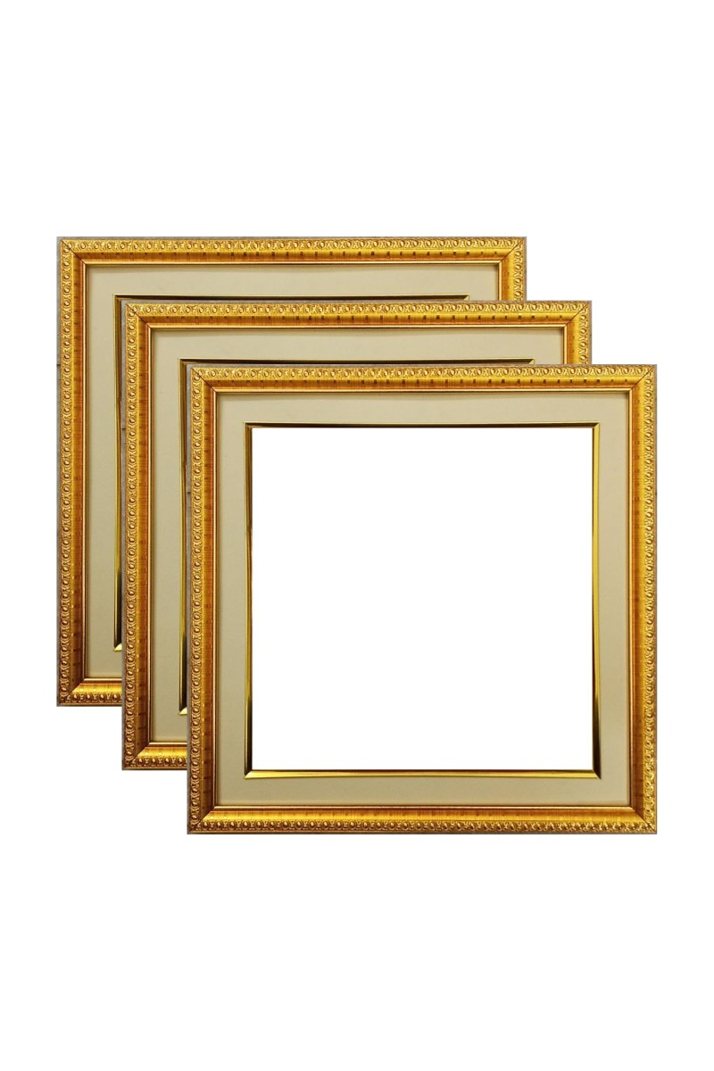 HiTechMart Gold Ornate Blank Picture Frame - 11x11 Inch Outer Size, Fits 8.5x8.5 Inch Photo - Vintage Wall & Tabletop Display (3)