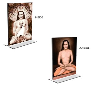 Mahavatar Babaji Acrylic T-Style Photo Stand - 5x7 Inches, Compact and Stylish Spiritual Display, easily change 2 photos (Pack of 1)