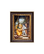 Maa Yoshada & Baby Krishna Digital Print Photo 6.7x8.7 inches - Vibrant Religious Wall Art for Home or Office Decor.