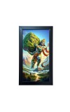 Hitech Sales Jai Shree Bajrangbali Wall-Mount Polystyrene Photo Frame Home Decoration and Gifting, 9.6 x 15.6 inches Black Frame (Pack of 1, Printed Photo)
