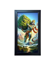 Hitech Sales Jai Shree Bajrangbali Wall-Mount Polystyrene Photo Frame Home Decoration and Gifting, 9.6 x 15.6 inches Black Frame (Pack of 1, Printed Photo)