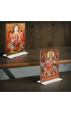 Lord Shiva & Lord Durga Acrylic T-Style Photo Stand, Compact and Stylish Spiritual Display, easily change 2 photos (Pack of 1)