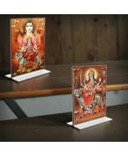 Lord Shiva & Lord Durga Acrylic T-Style Photo Stand - 11x13 Inches, Compact and Stylish Spiritual Display, easily change 2 photos (Pack of 1)