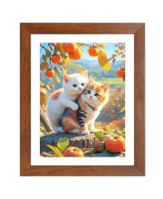 AI Funny Cute Cat Art Picture for Kids - 10x14 inches, Brown Color - Perfect Wall Decor for Children's Room