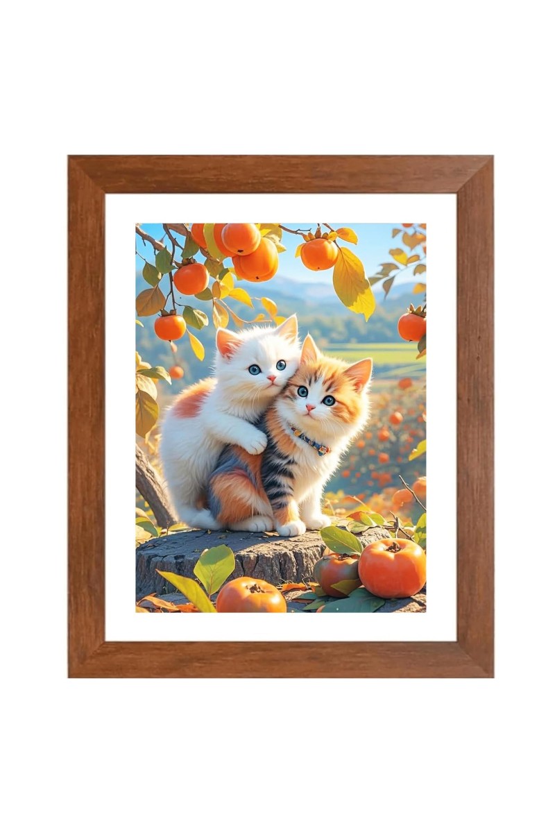 AI Funny Cute Cat Art Picture for Kids - 10x14 inches, Brown Color - Perfect Wall Decor for Children's Room