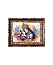 Sri Krishna Digital Print Photo 6.7x8.7 inches - Vibrant Religious Wall Art for Home, Office and Temple Decor.