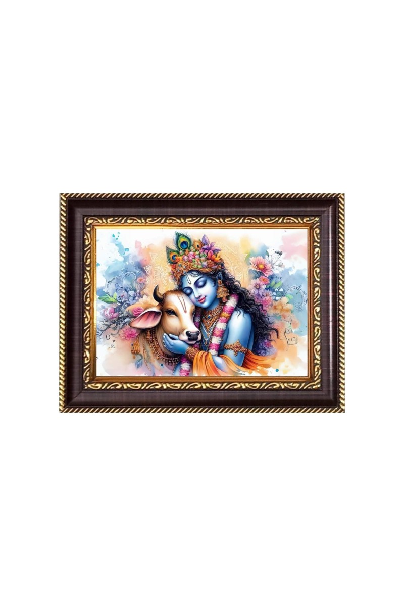 Sri Krishna Digital Print Photo 6.7x8.7 inches - Vibrant Religious Wall Art for Home, Office and Temple Decor.