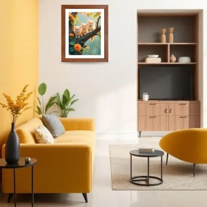 AI Funny Cute Birds Art Picture for Kids - 18x22 inches, Brown Color - Perfect Wall Decor for Children's Room
