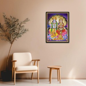 Vishnu & Lakshmi Laminated Photo - 13x15 Inches, Divine Blessings for Home & Office and Temple Decoration