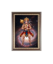 Sri Hanuman ji Photo Frame - 10x14 Inches, Brown Wooden Frame for Home, Office & Temple Decoration