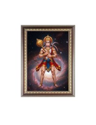 Sri Hanuman ji Photo Frame - 14x18 Inches, Brown Wooden Frame for Home, Office & Temple Decoration