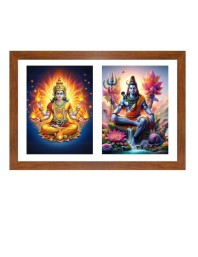 Agni deva and shiva Photo Frame - 19x23Inches - Spiritual Artwork for Home Decor, Puja Room and Office Decoration