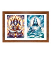 Lord bramha and varuna Photo Frame - 13x17Inches - Spiritual Artwork for Home Decor, Puja Room and Office Decoration