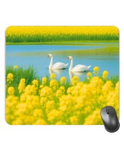 Customized Beautiful Swans Picture Sublimation Mouse Pad | 8 X 7.5 Inch | Smooth Cloth Surface | Non-Slip Rubber Base | Personalized Mousepad for Laptop & Desktop (F17242)