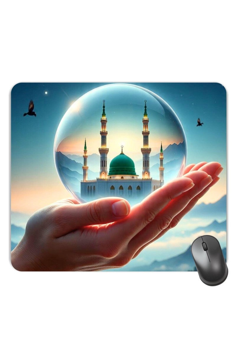 Customized Masjid Picture Sublimation Mouse Pad | 8 X 7.5 Inch | Smooth Cloth Surface | Non-Slip Rubber Base | Personalized Mousepad for Laptop & Desktop (F17209)