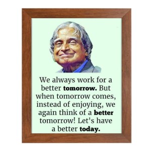 A P J Abdul Kalam & Famous Quote Brown Frame, 10x14InchesInspirational Wall Art for Office, Home DecorIdeal Spiritual Gift
