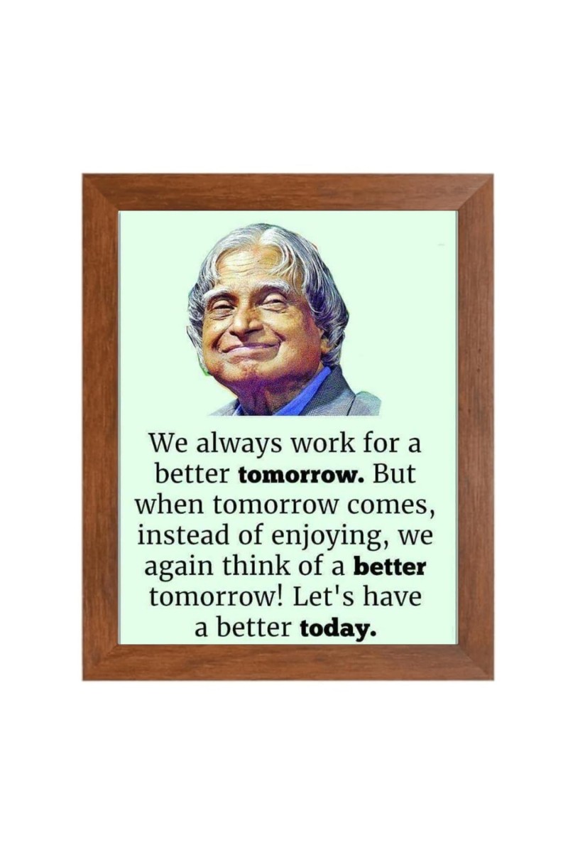 A P J Abdul Kalam & Famous Quote Brown Frame, 16x20InchesInspirational Wall Art for Office, Home DecorIdeal Spiritual Gift