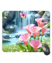 Customized Beautiful Butterfly and Flowers Picture Sublimation Mouse Pad | 8 X 7.5 Inch | Smooth Cloth Surface | Non-Slip Rubber Base | Personalized Mousepad for Laptop & Desktop (F17238)
