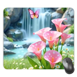 Customized Beautiful Butterfly and Flowers Picture Sublimation Mouse Pad | 8 X 7.5 Inch | Smooth Cloth Surface | Non-Slip Rubber Base | Personalized Mousepad for Laptop & Desktop (F17238)