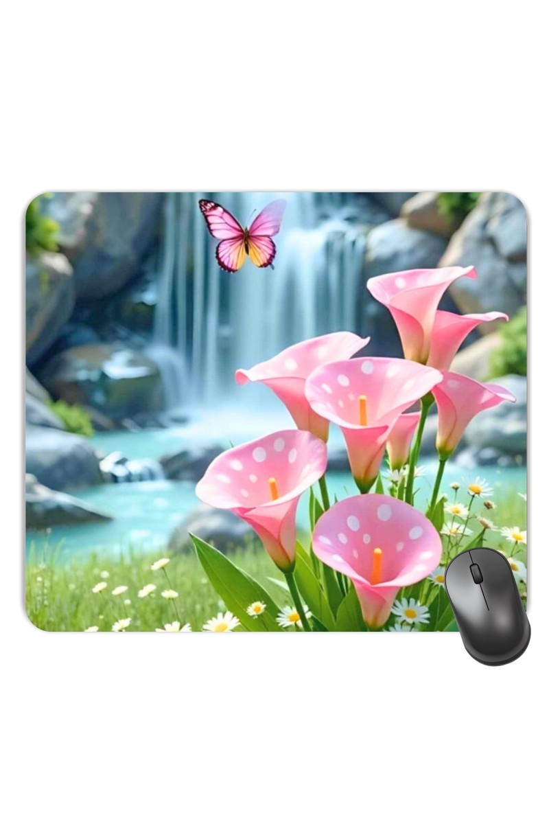 Customized Beautiful Butterfly and Flowers Picture Sublimation Mouse Pad | 8 X 7.5 Inch | Smooth Cloth Surface | Non-Slip Rubber Base | Personalized Mousepad for Laptop & Desktop (F17238)