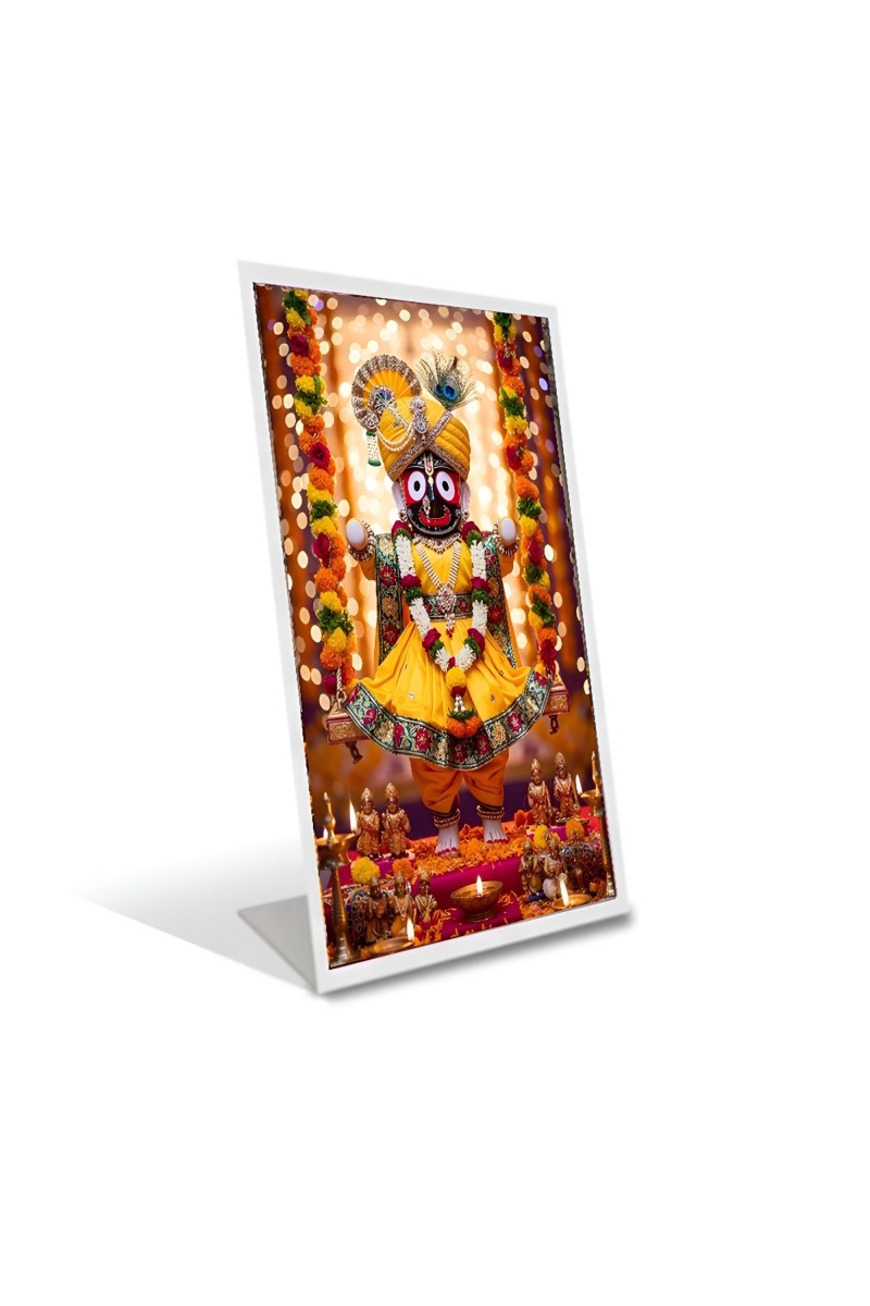 Car Desk/Table Top Jai Jagannath Acrylic L-Style Photo Stand - 2.5x3.5 Inches, Compact And Stylish Spiritual Display (F6655)