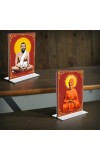 Sri Ramakrishna Paramhansa & Swami Vivekananda Acrylic T-Style Photo Stand, Compact and Stylish Spiritual Display, easily change 2 photos (Pack of 1)