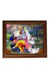 Hitech Sales Lord Sri Krishna Photo Frame for Pooja Room, Temple Decor, Home Decoration and Gift (Wall and Tabletop, Rectangular, Printed Photo, 12 x 14 inches Frame, Brown)