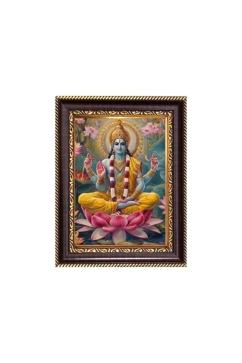 Lord Vishnu Digital Print Photo 6.7x8.7 inches - Vibrant Religious Wall Art for Home, Office and Temple Decor.