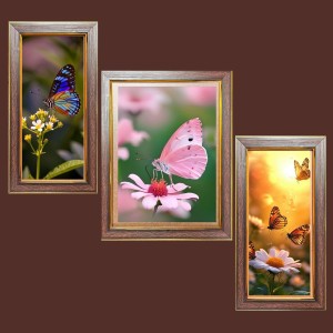 3-Pack The beautiful butterflies Photo Frames - 2 Pieces 6x13 Inch & 1 Piece 10x13 Inch - Rustic Wall Art for Home & Office Decor - Botanical Wall Hanging for Living Room, Bedroom, or Workspace