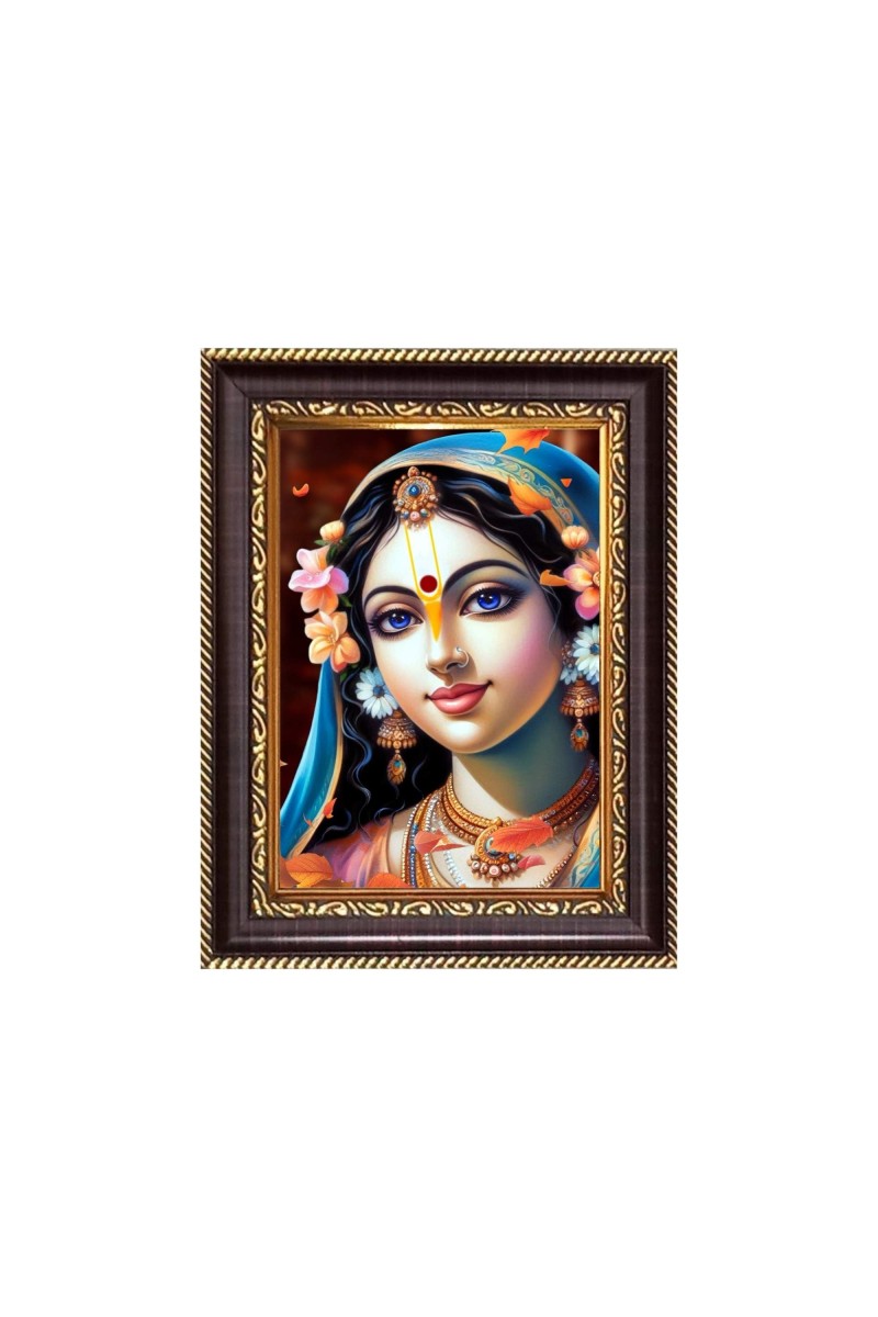 Sri Radha Digital Print Photo 6.7x8.7 inches - Vibrant Religious Wall Art for Home, Office and Temple Decor.