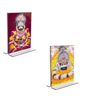 Car Desk/Table Top Lord Khatu shyam Acrylic T-Style Photo Stand - 2.5x3.5 Inches, Compact and Stylish Spiritual Display, easily change 2 photos (Pack of 1)