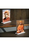Swami Vivekananda Acrylic T-Style Photo Stand, Compact and Stylish Spiritual Display, easily change 2 photos (Pack of 1)