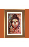 Peaceful Buddha Photo Frame - 10x14 Inches, Brown Wooden Frame for Home, Office & Temple Decoration