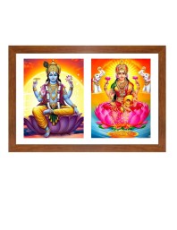 Lord vishnu and lakshmi Photo Frame - 15x19Inches - Spiritual Artwork for Home Decor, Puja Room and Office Decoration