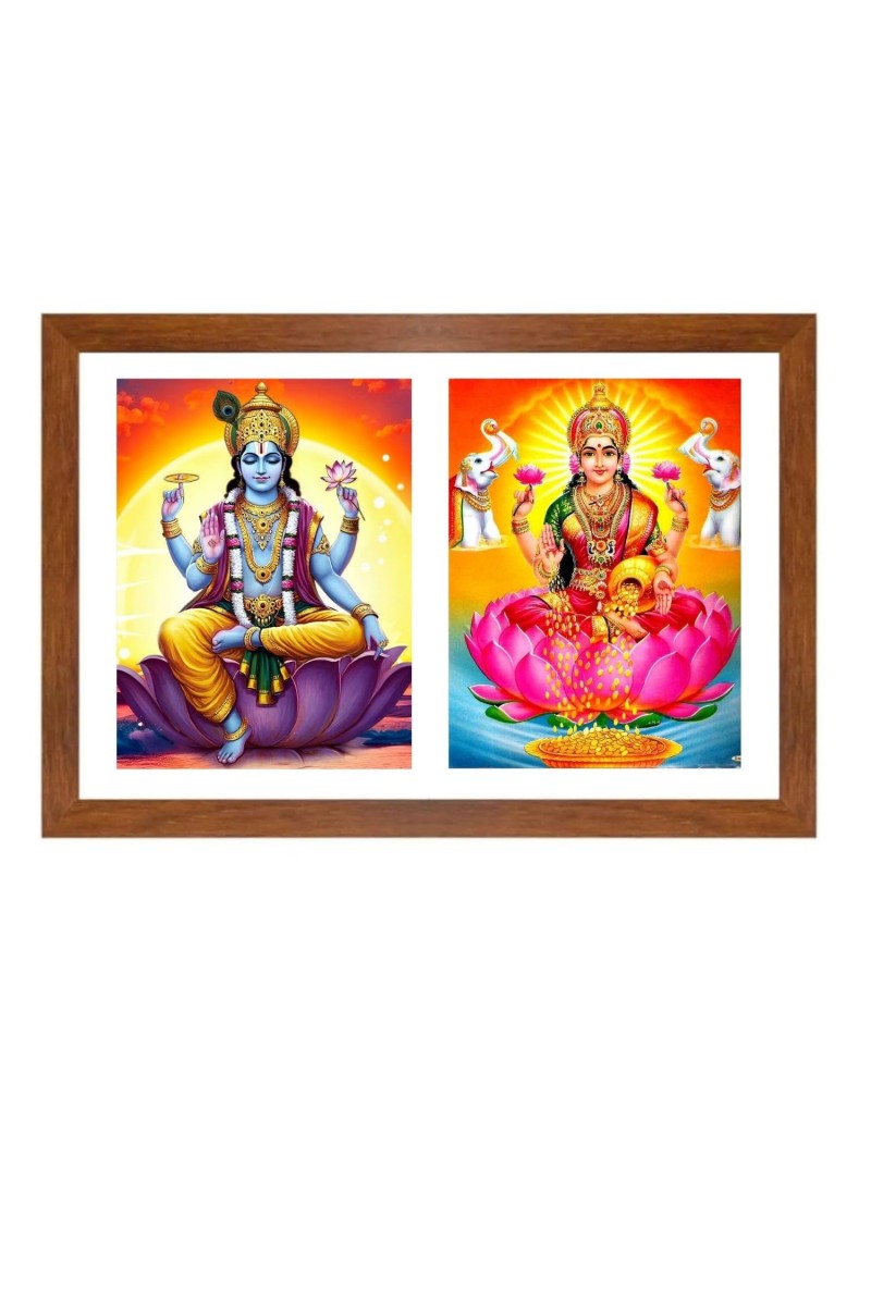 Lord vishnu and lakshmi Photo Frame - 15x19Inches - Spiritual Artwork for Home Decor, Puja Room and Office Decoration
