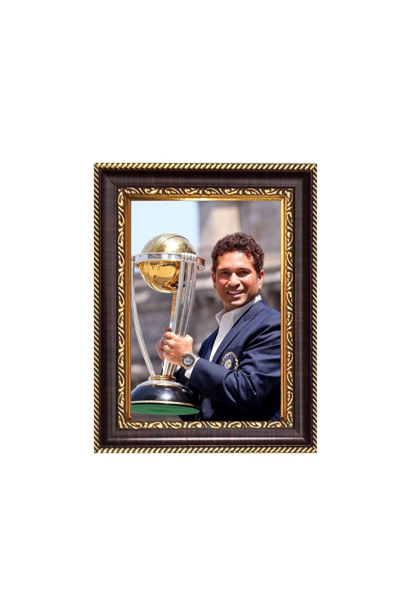 Sri Sachin Tendulkar with Woldcup Digital Print Photo 6.7x8.7 inches - Vibrant Religious Wall Art for Home or Office Decor.