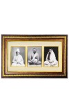 Swami Vivekananda, Ramakrishna Paramhansa & Sarada Maa Photo Frame | 3-in-1 Wooden Wall Frame with Golden Border | Spiritual Wall Decor for Living Room, Office & Gift Purpose